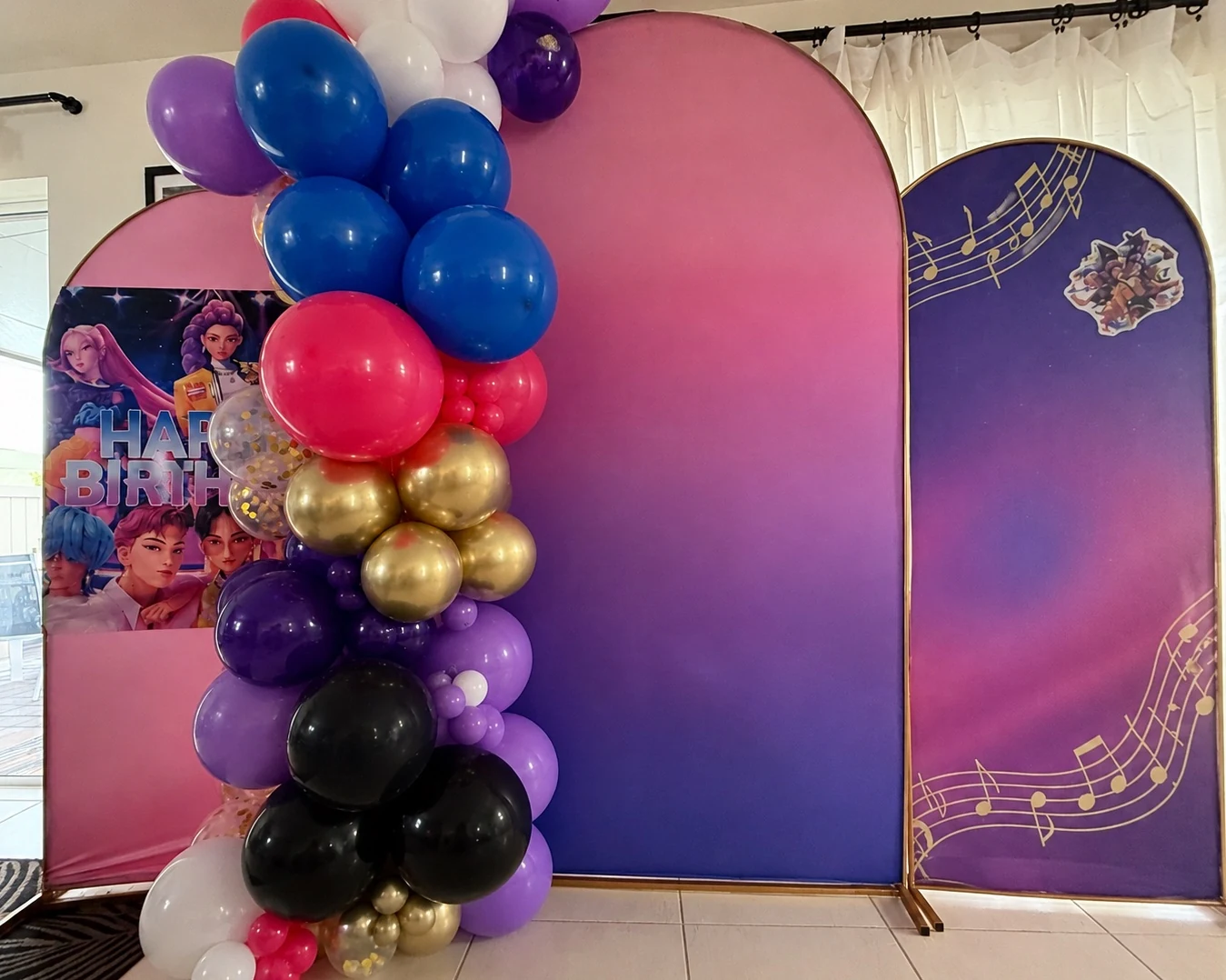Themed birthday balloon garland and party backdrop in Clermont Florida